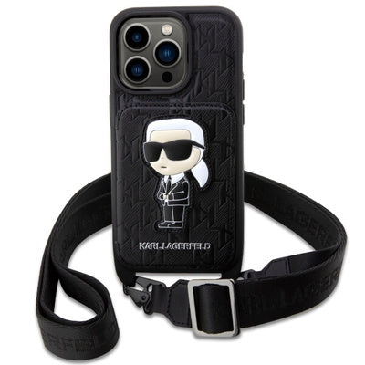 Karl Lagerfeld iPhone 14 Pro 6.1" hardcase black/black Crossbody Saffiano